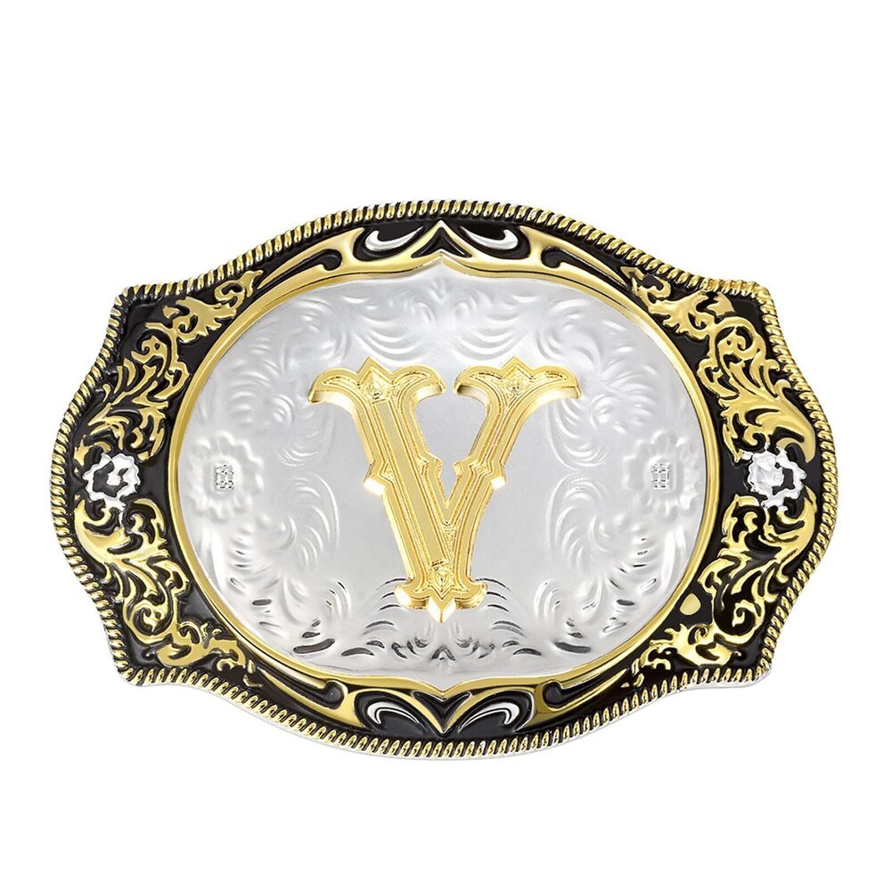 3523 Belt Buckle │Western Initial Letters AV to Z Christmas Halloween Small